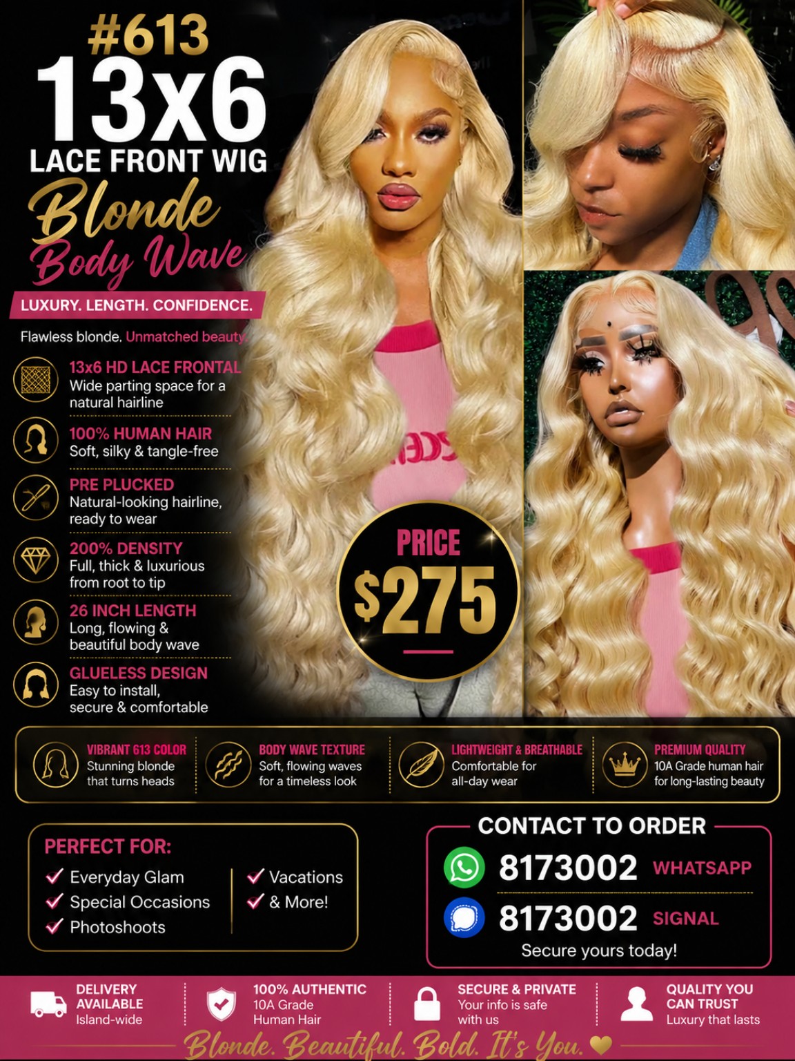 Blonde lace-front wig